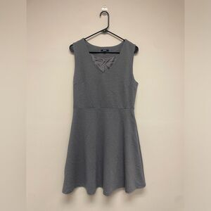 Spao Grey Structured V Neck Fit and Flare Skater Dress SZ L